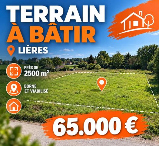 Terrain à bâtir près de 2 500 m²- Lières -65 000 €