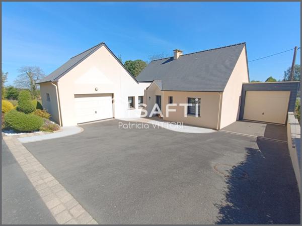 Maison contemporaine de plain-pied, 3 chambres, garage et garage camping-car
