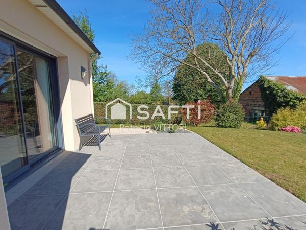 Maison contemporaine de plain-pied, 3 chambres, garage et garage camping-car