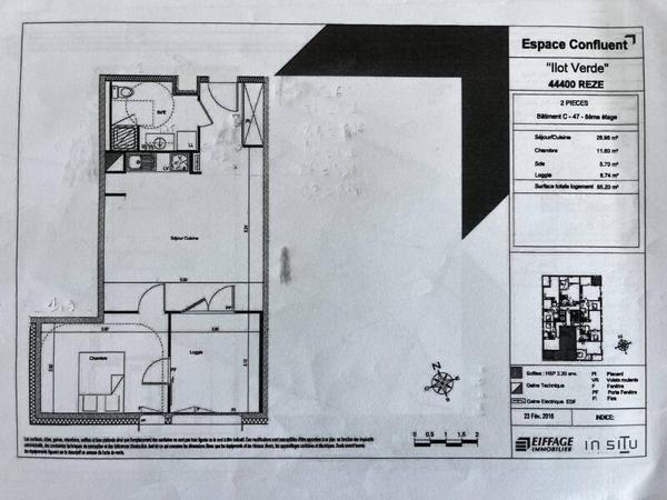 Appartement 2 pièces - 44400 Rezé -  Pont Rousseau Centre