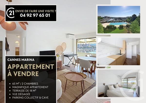 Appartement F3 à vendre  3 pièces - 65,01 m 2   MANDELIEU LA NAPOULE  - 06