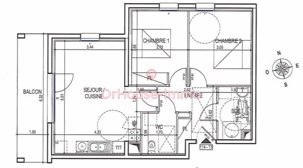 Appartement à vendre 3 pièces de 57 m²