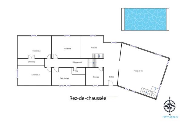 Maison T5 - 3 chambres - Terrain 2302m2 - Piscine - Vue