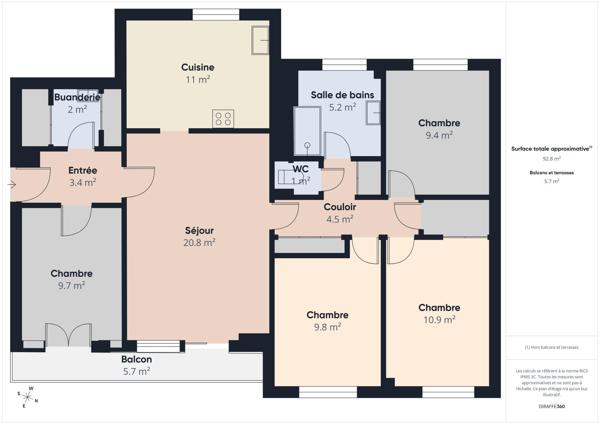 Quartier Le Plateau, T5 avec balcon en parfait état
