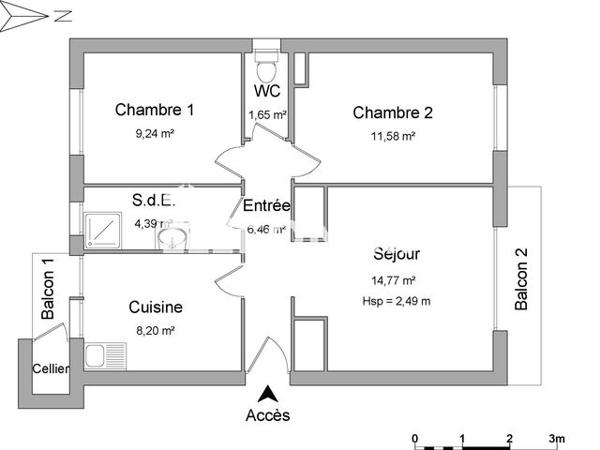 Location Appartement 3 pièces 56.32 m² - RUE DES BUISSONS ARDENTS Hyeres Les Palmiers 83400