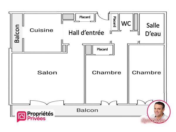 Narbonne (gare, les halles) lumineux appartement 3 pièces de 60 m2
