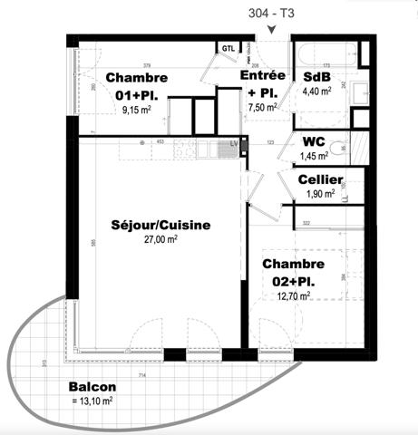 Rennes (35200) T3 SUD OUEST AVEC BALCON - PARKING - OPPORTUNITE