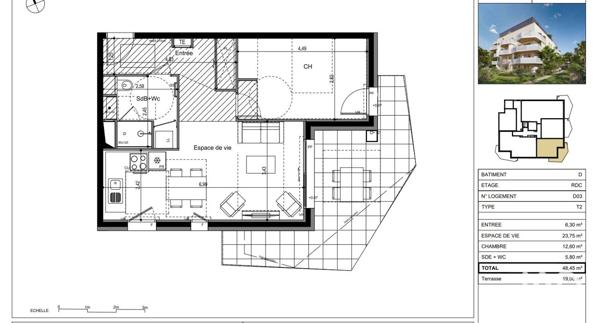 Appartement à vendre 2 pièces 49 m² Ville-la-Grand