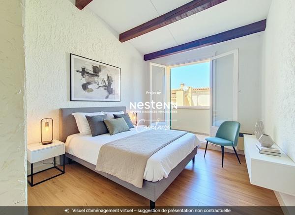 Plages, commerces et port accessibles à pied pour cet appartement 3 pièces au dernier étage