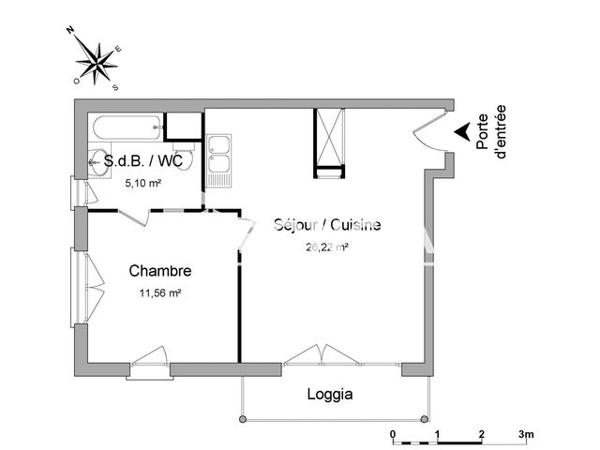 Location Appartement 2 pièces 42.88 m² - 3 RUE DE L'ANCIEN COLLEGE Savigny Le Temple 77176