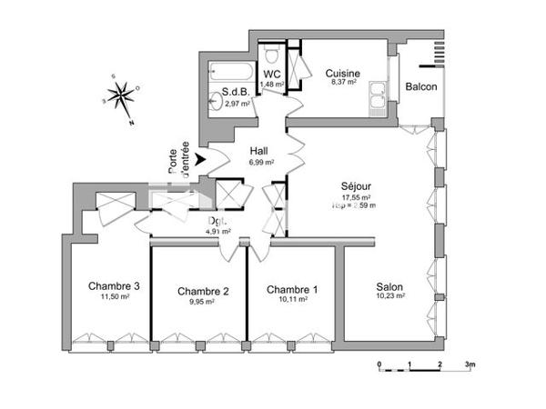 Location Appartement 5 pièces 84.1 m² - RUE VICTOR HUGO Pierrelatte 26700