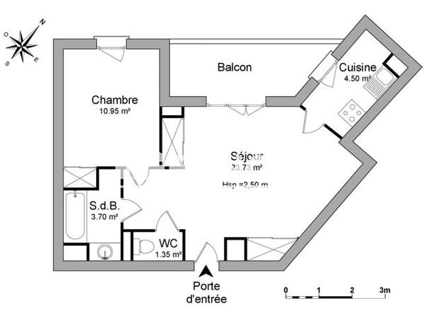 Location Appartement 2 pièces 44.23 m² - ALLE DU HARAS Lognes 77185