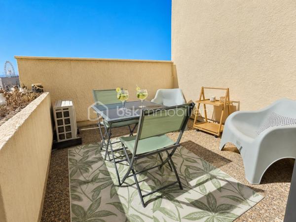 AU PIED DE LA PLAGE, emplacement particulièrement recherché, découvrez ce beau studio entièrement RENOVE et CLIMATISE, situé au 3ᵉ et dernier étage d’une résidence sécurisée, avec place de PARKING privée.

Vous profiterez d’une belle pièce de vie lumineuse avec cuisine ouverte, d’une salle d’eau avec WC et surtout d’une terrasse ensoleillée offrant une magnifique vue mer.

À 2 minutes à pied, retrouvez tous les commerces de proximité: restaurants, supérette, tabac-presse, points chauds ...

✨ Un BIEN RARE, la mer à deux pas et une VUE EXCEPTIONNELLE : un véritable coup de cœur à découvrir sans tarder !
     Pour ne rien gacher: Trés bonne rentabilité locative !