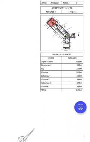 Appartement  4 pièce(s) 85.10 m2 avec Parking, plage à 100m