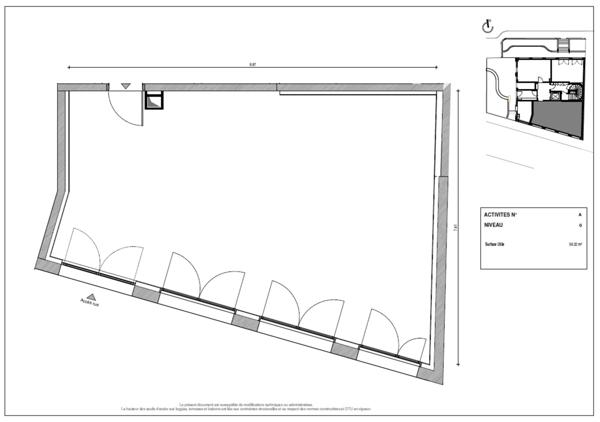 fonds de commerce à vendre PARIS 12e, surface 59.32 m2 + cave 4.89 m2