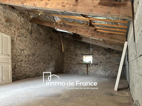 Lanuéjouls, immeuble en pierre, maison et local commercial avec grange et jardin