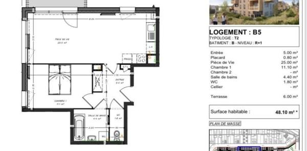 Appartement 2 pièces de 48 m² à Rinxent (62720)