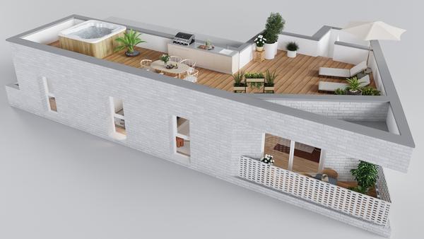 Côte Pavée - T4 neuf - Dernier étage - Vue Pyrénées - Rooftop de 60 m² - 2 parkings - Toulouse - Cote Pavee - Limayrac - Ayga (31500)