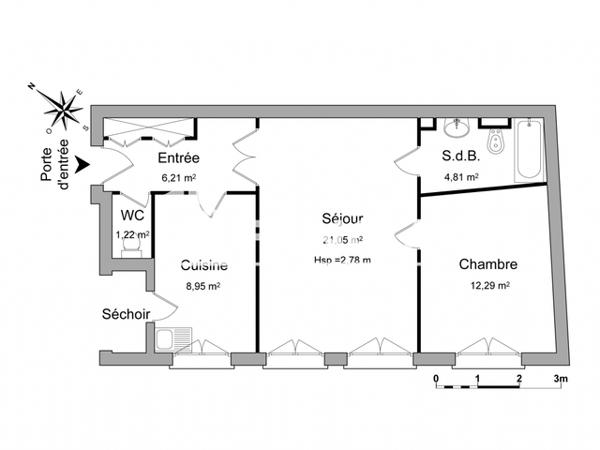 Location Appartement 2 pièces 54.53 m² - 7 RUE DE L'HERONNIERE Nantes 44000