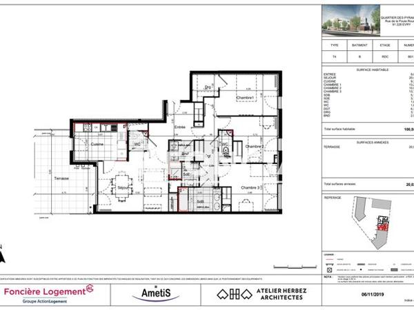 Location Appartement 4 pièces 100.55 m² - 201 RUE DE LA POULE ROUSSE Evry 91000