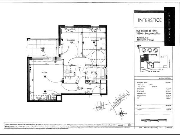 Location Appartement 3 pièces 58.44 m² - 3, RUE DU DOS DE L'ANE - RESIDENCE INTERSTICE Bourgoin Jallieu 38300