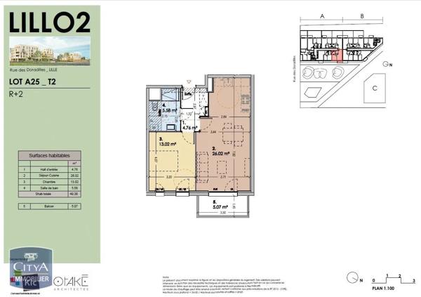 Appartement à louer 2 pièces 49.38m² Lille (59000)