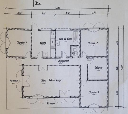 Centre-ville Maison de plain-pied 3 chambres