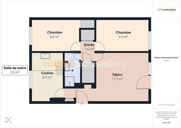 Vente Appartement51,09 m² - 3 Pièces - VILLENAVE D ORNON (33140)