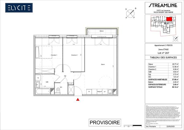 Appartement Nogent Sur Marne 3 pièce(s) 57.66 m2