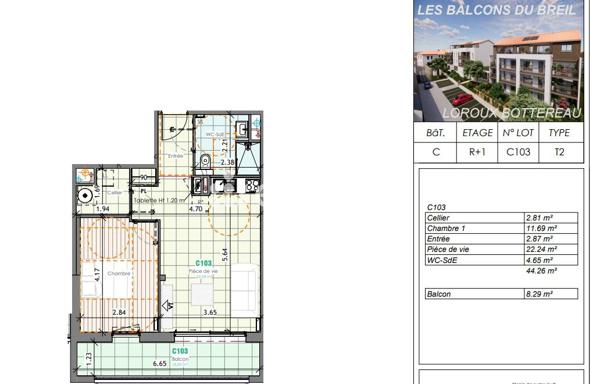 Appartement 2 pièces - 44 m²