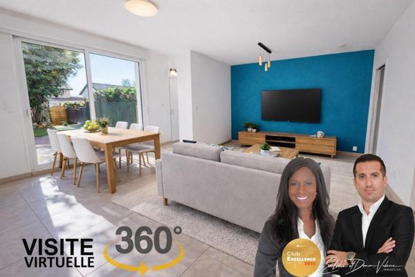 Maison mitoyenne à étage de 71 m²  2 chambres + Bureau  avec jardin et  garage