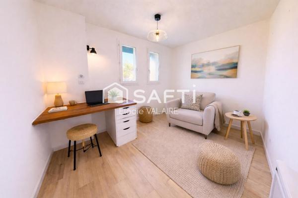 Maison mitoyenne à étage de 71 m²  2 chambres + Bureau  avec jardin et  garage