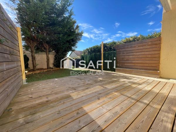 Maison mitoyenne à étage de 71 m²  2 chambres + Bureau  avec jardin et  garage