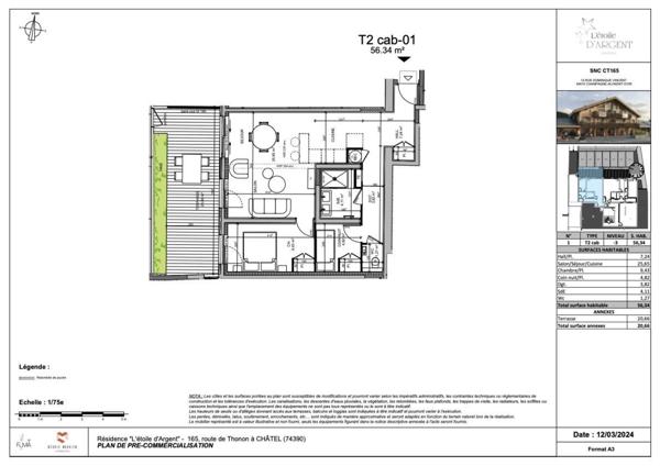 Appartement T2C avec grande terrasse de 20,66 m² au cœur de Châtel, Haute-Savoie