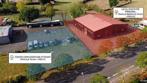 LOCAL D’ACTIVITE AVEC PARKINGS DE 702m2 sur 2000m2 DE TERRAIN AVEC POSSIBILITE DE FONCIER COMPLEMENTAIRE
