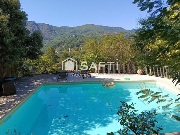 07140 : Aux Salelles , Maison Pierre de 204 M2 avec vue et piscine