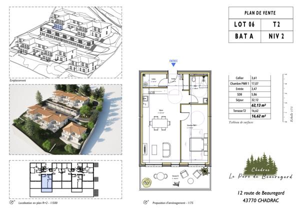 Vente Appartement62,13 m² - 2 Pièces - CHADRAC (43770)