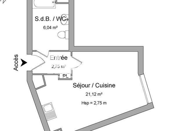 Location Studio 29.91 m² - 3 ALLEE EMILE POUGET Boulogne Billancourt 92100