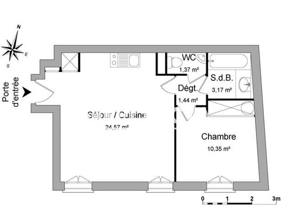 Location Appartement 2 pièces 40.9 m² - 94 RUE PIERRE BUTIN Pontoise 95300