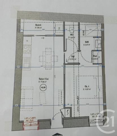 Appartement F2 à vendre  2 pièces - 37,10 m2 ST GENIS LAVAL - 69