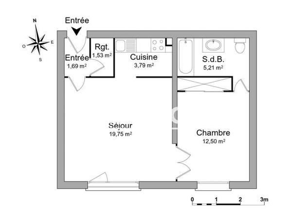 Location Appartement 2 pièces 44.47 m² - 29 RUE DE TANGER Rouen 76000