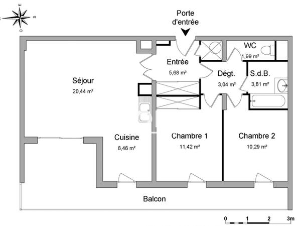 Location Appartement 3 pièces 65.13 m² - 6 RUE DES SAULES Cesson Sevigne 35510