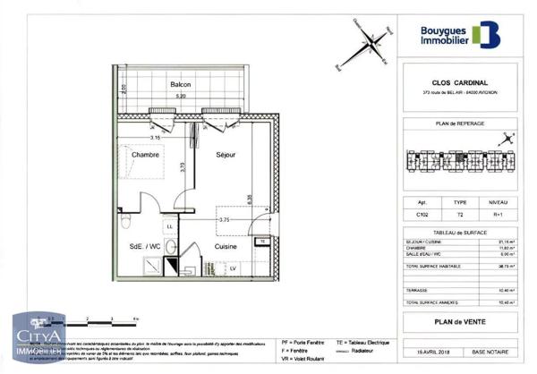 Appartement à louer 2 pièces 38.75m² Avignon (84140)