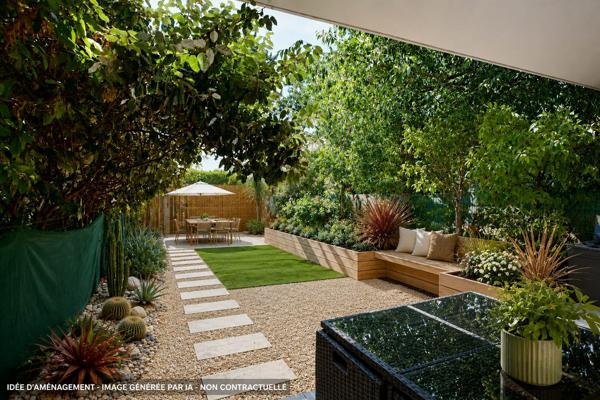 Appartement trois pièces avec son jardin et sa place privative