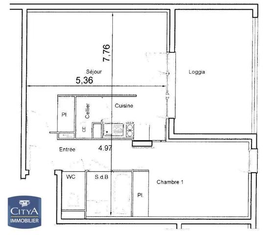 Appartement à louer 2 pièces 46.37m²
