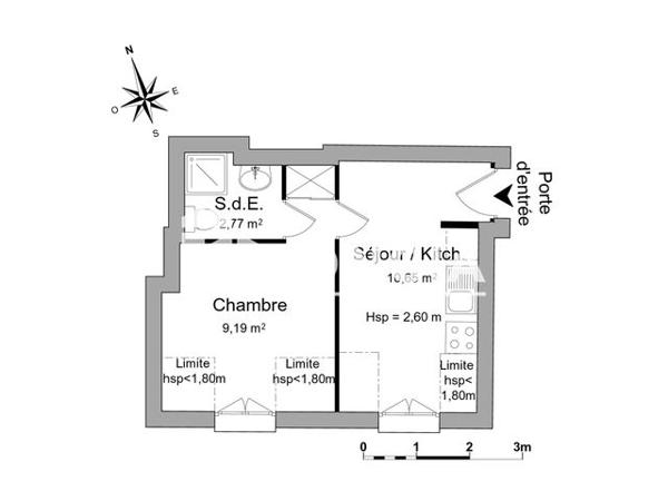 Location Studio 22.61 m² - 56 RUE DUPONT DES LOGES Rennes 35000