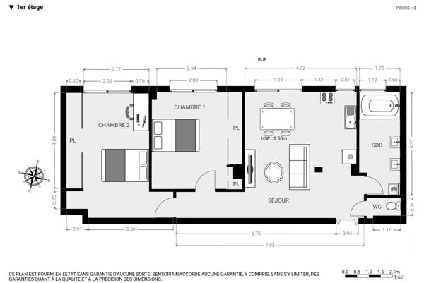 Appartement F3 à vendre  3 pièces - 71,24 m2 PARIS - 75011