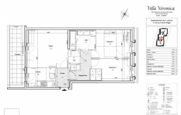 Appartement à vendre 3 pièces 65 m² Clamart