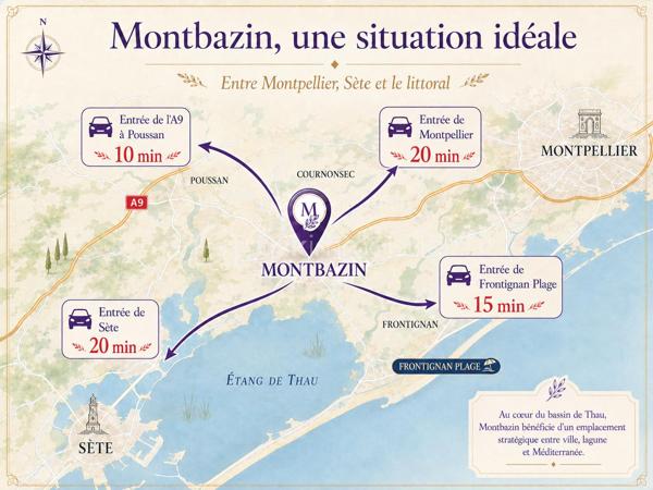 SITUE A MONTBAZIN, À seulement 20 min de Montpellier et de Sète et 10 min de l’A9 et 15 min de la plage

Découvrez cette propriété aux possibilités multiples, implantée dans un superbe environnement verdoyant à Montbazin.

Sur une parcelle plate et arborée de 3285m², cette propriété offre plus de 230 m² habitables, actuellement répartis en deux logements indépendants.
PAS DE VIS A VIS
AUCUN TRAVAUX A PREVOIR

Une configuration particulièrement intéressante :
Grande maison familiale , deux habitations distinctes, résidence principale avec revenu locatif ou projet d’investissement.

Le logement situé en rez-de-chaussée est actuellement exploité en location saisonnière, permettant de bénéficier immédiatement d’un revenu complémentaire.

UN EXTÉRIEUR QUI FAIT TOUTE LA DIFFÉRENCE

Le parc offre un véritable décor méditerranéen avec :
- Piscine 11 x 5 m
- Environ 70 oliviers
- Nombreux arbres fruitiers
- Grande terrasse d’environ 60 m²
- 2 pergolas bioclimatiques avec stores micro-perforés
- Forage
- Nombreux espaces de détente
- Environnement arboré et agréable

CÔTÉ CONFORT
La maison bénéficie de belles prestations :
Climatisation gainable • Poêle à bois récent • Volets roulants électriques • Isolation renforcée • Installation photovoltaïque 6 kW en autoconsommation avec revente du surplus.
Pour compléter l’ensemble : un garage indépendant d’environ 52 m² ainsi qu’un carport pouvant accueillir 3 véhicules.

ET CE N’EST PAS TOUT…
La parcelle offre également de réelles possibilités de construction, permettant d’envisager différents projets immobiliers ou patrimoniaux, sous réserve des autorisations d’urbanisme, le garage de plus 50 m2 au sol est construit et prévu pour une habitation totalement indépendante qui peut être agrandi.
Possibilité également de construire une autre maison indépendante sur la parcelle.
Un bien particulièrement polyvalent qui réunit grands espaces, piscine, revenus locatifs, dépendances et potentiel foncier dans un secteur recherché entre Montpellier et le bassin de Thau.
Une propriété à découvrir pour comprendre tout son potentiel.

📍 Montbazin –15 m de la plage-  20 min de Montpellier – 20 min de Sète – 10 min de l’A9- 

Ce village authentique,  propre et en plein essor a été élu capitale de la biodiversité .
C'est l'endroit ou il faut investir.
Situation géographique exceptionnelle,  proche de tout,  sans subir l'agitation balnéaire.

Visites 7j/7 possibilité de Visio.

Confrères professionnels de l’immobilier : inter-agence bienvenue dans l’intérêt de nos clients.
(Pas de promoteurs excepté achat sans conditions de permis)