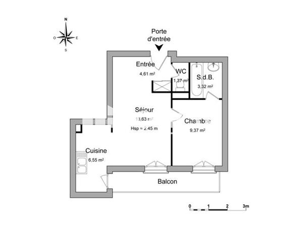 Location Appartement 2 pièces 38.9 m² - 05 RUE BALEINE DU GROENLAND Pontault Combault 77340